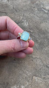 Venus Blue Topaz and Rainbow Moonstone Ring - size 8