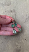 Tripoli Grandidierite & Moss Aquamarine Dangle Earrings on Hoops