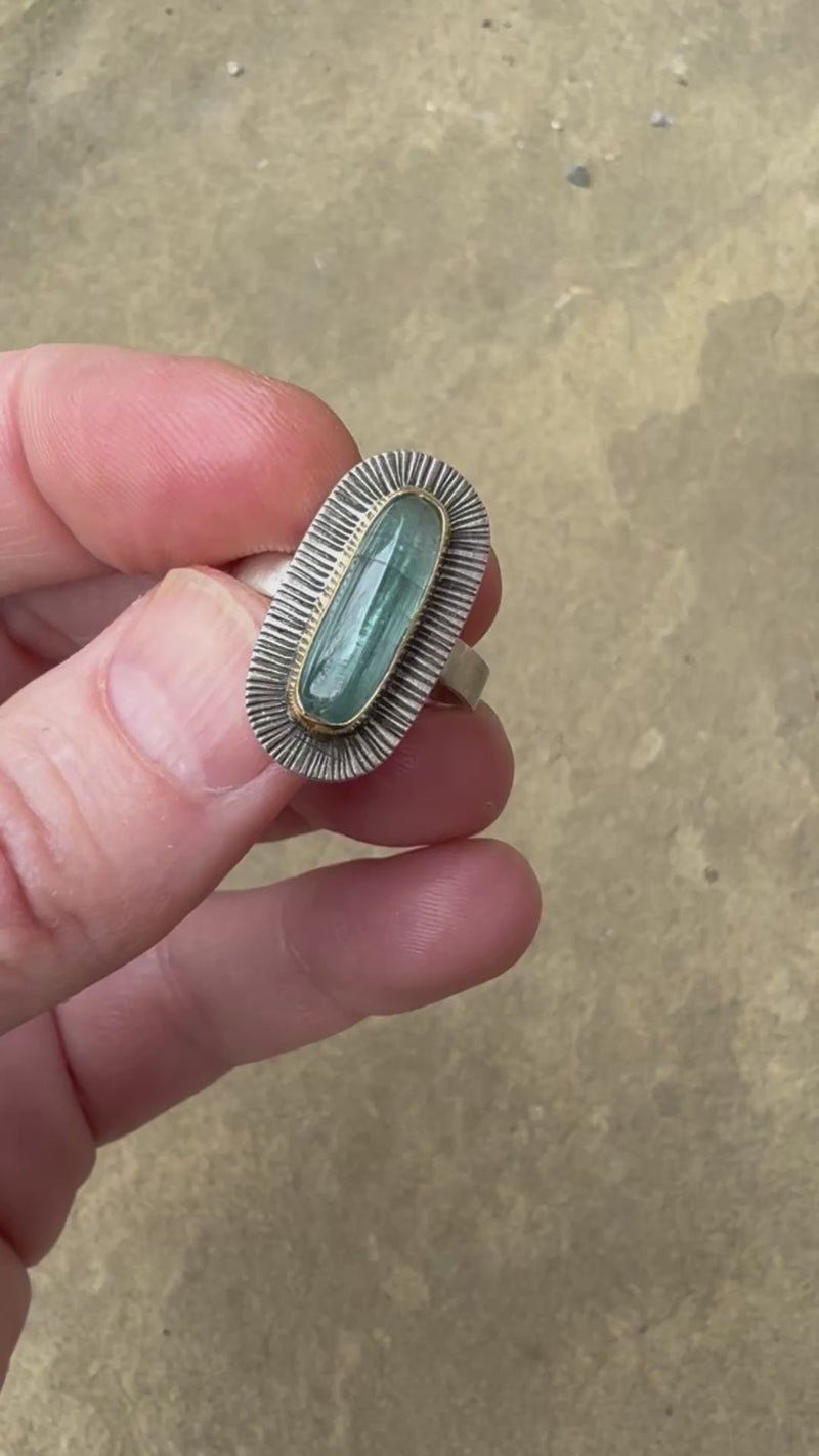 Sorento Long Blue Tourmaline Ring - Size 7