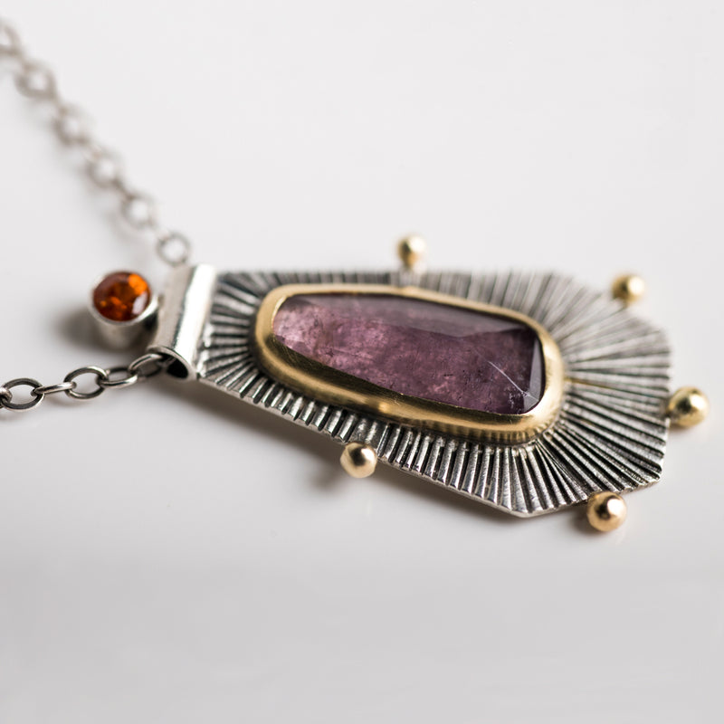 Romana Purple Tourmaline Necklace w/ 18k Gold & Silver