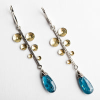 Caspian Fern Leaf Earrings w/ Teal Kyanite