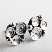 Elizi Seascape Studs in Oxidized Silver