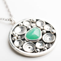 Siren Chrysoprase Seascape Medallion Necklace in Silver - Made to Order