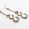 Brizo Long Earrings w/ Amethyst and Rhodolite Garne