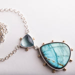 Europa Moss Aquamarine & Labradorite Necklace in 14k Gold and Silver