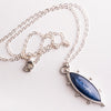 Mercury Kyanite Pendant Necklace w/ Silver Granule Halo