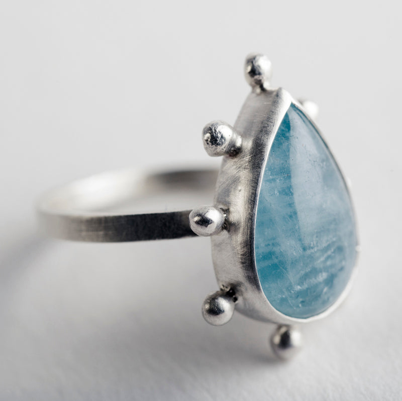 SAMPLE SALE - Hailey Aquamarine Ring in Silver - Size 6 1/2