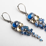 Odiel Kyanite & Sapphire Tassel Earrings in Silver and 18k Gold