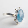 Hailey Aquamarine Silver & Gold Bezel set Ring w/ Gold Dots