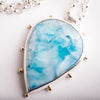 Hailey Larimar Necklace in Silver w/ Gold Granule Halo