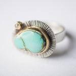 Milan Turquoise & Diamond Ring in 18k Gold & Silver, US 7