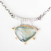 Chiron Moss Aquamarine Pendant Necklace in Gold & Silver
