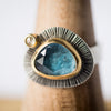 Milan London Blue Topaz & Diamond Ring in 18k Gold & Silver, Size 6