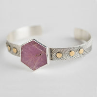 Geneva Raw Pink Sapphire Geometric Cuff Bracelet