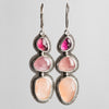 Padua Pink Gemstone Earrings in Silver, One of a Kind