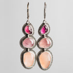 Padua Pink Gemstone Earrings in Silver, One of a Kind