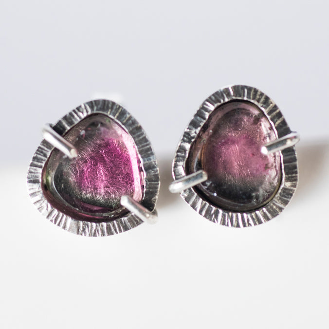 Watermelon tourmaline stud on sale earrings