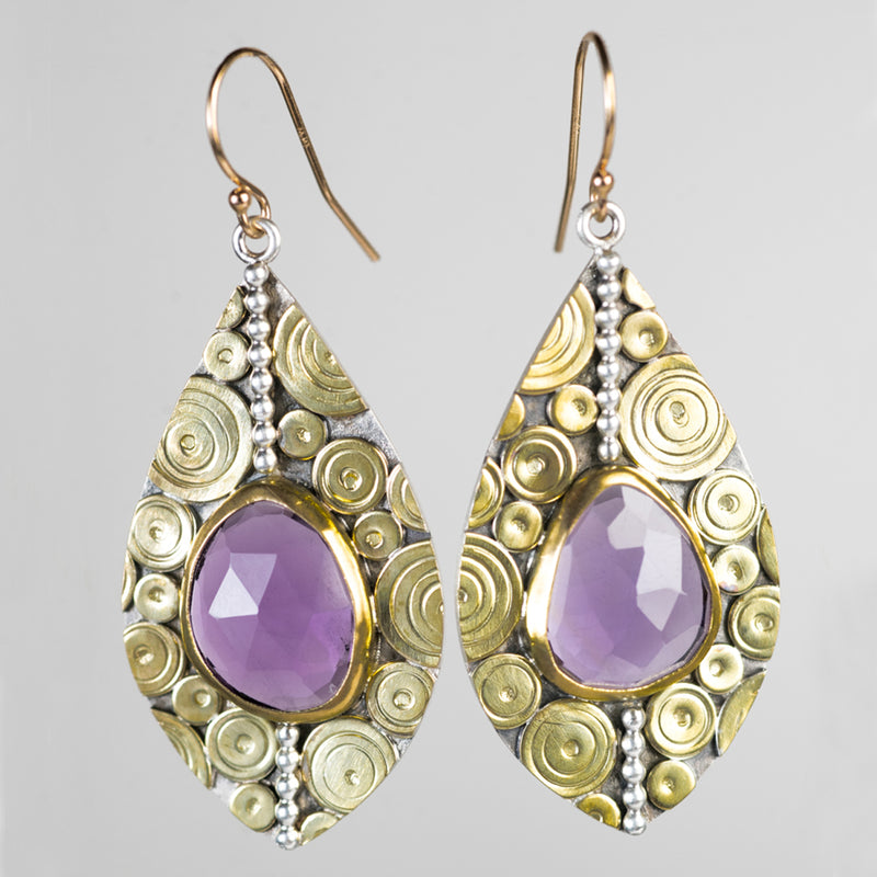 Kimito Amethyst Earrings in Gold & Silver