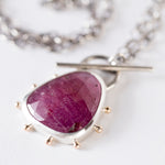 Callisto Pink Sapphire Toggle Pendant in Silver w/ 14k Gold