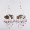 Aura Mother of Pearl & Gem Tassel Chandelier Earrings in Silver