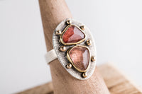 Turin Peach Tourmaline Ring in 18k Gold & Silver -size 7 1/4