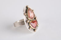 Turin Peach Tourmaline Ring in 18k Gold & Silver -size 7 1/4