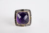 Sendai Checker cut Amethyst Ring in 18k Gold & Silver - size 7