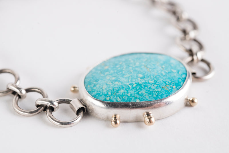 Ceres Turquoise Mountain Bracelet in Silver & 14k Gold