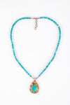 Sumatra Turquoise & London Blue Topaz Necklace in Silver & 18k Gold