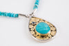 Sumatra Turquoise & London Blue Topaz Necklace in Silver & 18k Gold