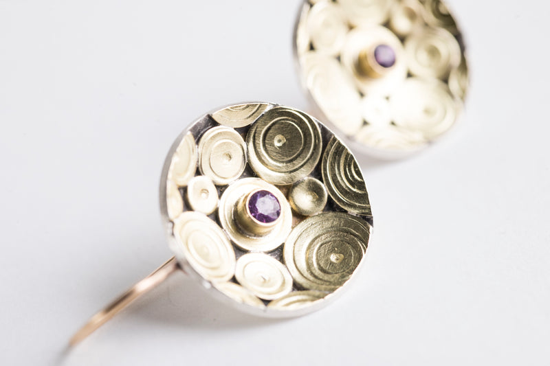 Shiomi Lavender Sapphire Earrings in 18k Gold & Silver