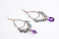 Galaxy Sapphire & Moss Amethyst Chandelier Earrings