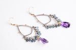 Galaxy Sapphire & Moss Amethyst Chandelier Earrings