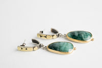 Bali Raw Emerald Hoop w/ Dangle Earrings