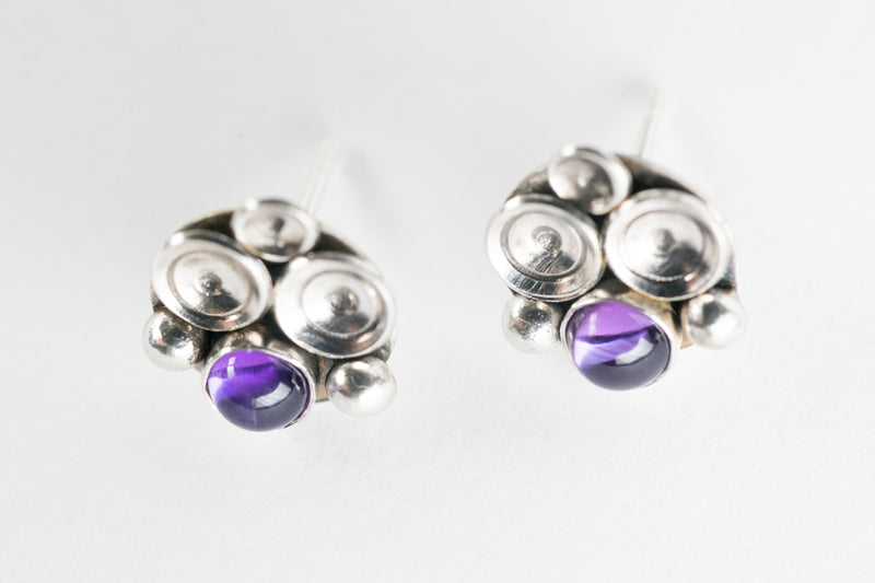 Ahti Amethyst Seascape Earrings in Silver