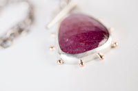 Callisto Pink Sapphire Toggle Pendant in Silver w/ 14k Gold