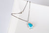 Hailey Natural Larimar Pendant in Silver with Gold Granule Halo