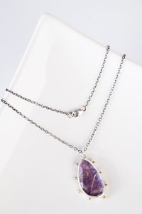 Hailey Amethyst Doublet Pendant in Silver & 14k Gold