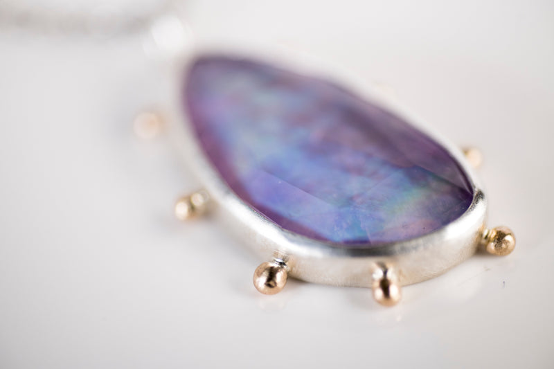 Hailey Amethyst Doublet Pendant in Silver & 14k Gold