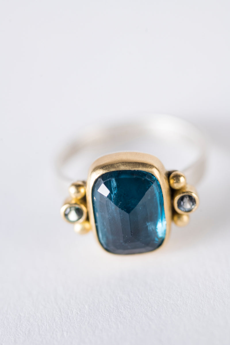 Venus Teal Kyanite & Blue Green Sapphire Ring