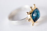 Hailey London Blue Topaz Ring in Gold & Silver - Size 7