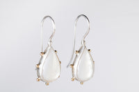 Mercury Mother of Pearl Earrings in Silver & Gold Granule Halo