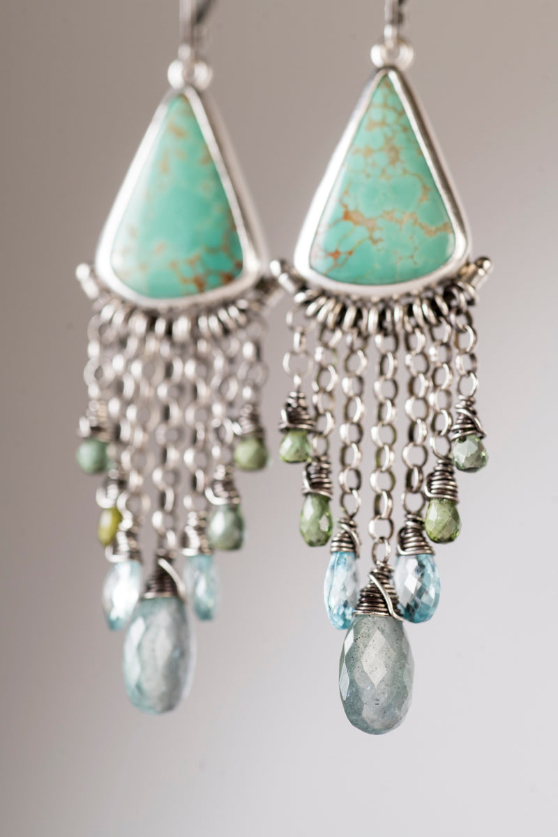 Artemis Turquoise & Green and Blue Gemstone Chandelier Earrings