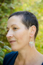 Aura Mother of Pearl & Gem Tassel Chandelier Earrings in Silver