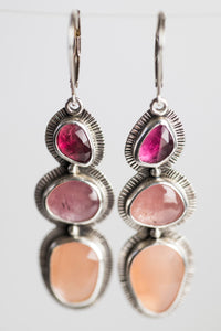 Padua Pink Gemstone Earrings in Silver, One of a Kind