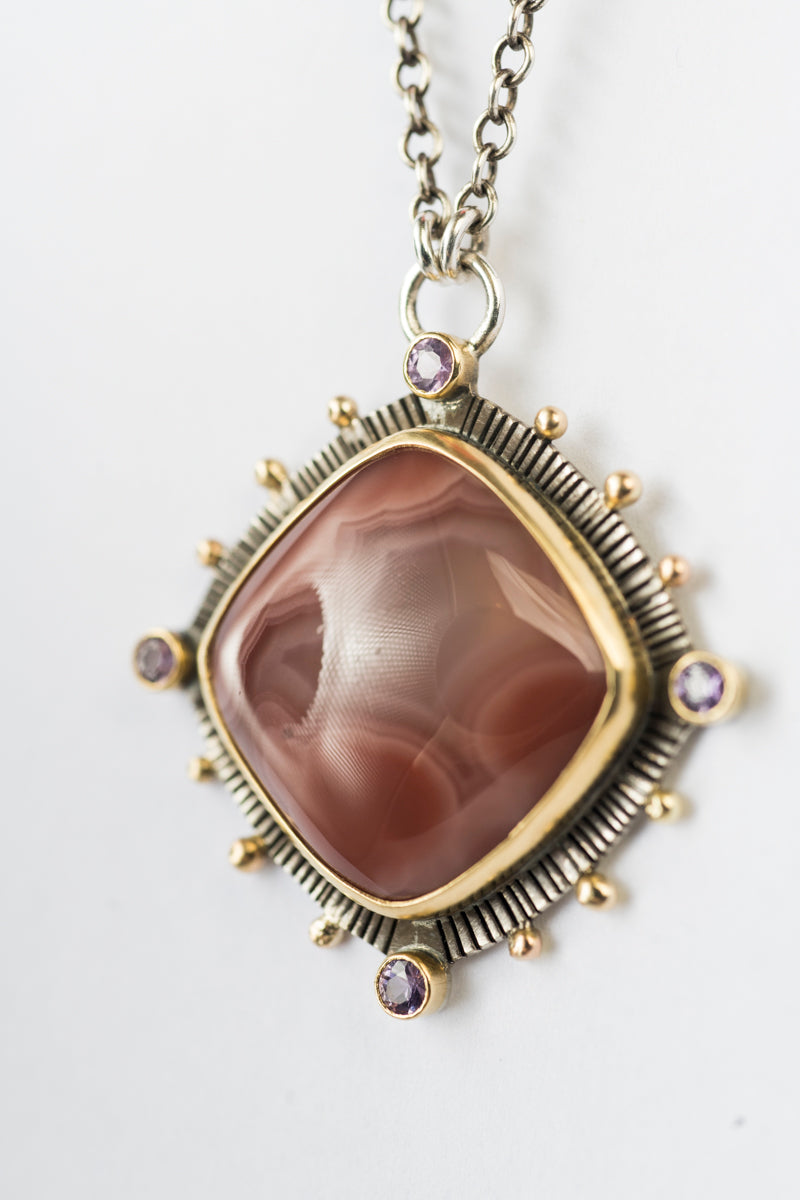 Sydney Laguna Agate & Lavender Sapphire Necklace, One of a Kind