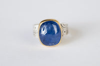 Majorca Tanzanite Ring in 18k Gold on Silver Band - Size 7 1/2