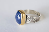 Majorca Tanzanite Ring in 18k Gold on Silver Band - Size 7 1/2