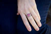 Milan Pink Sapphire & Diamond Ring in 18k Gold & Sterling Silver, US 6 1/2