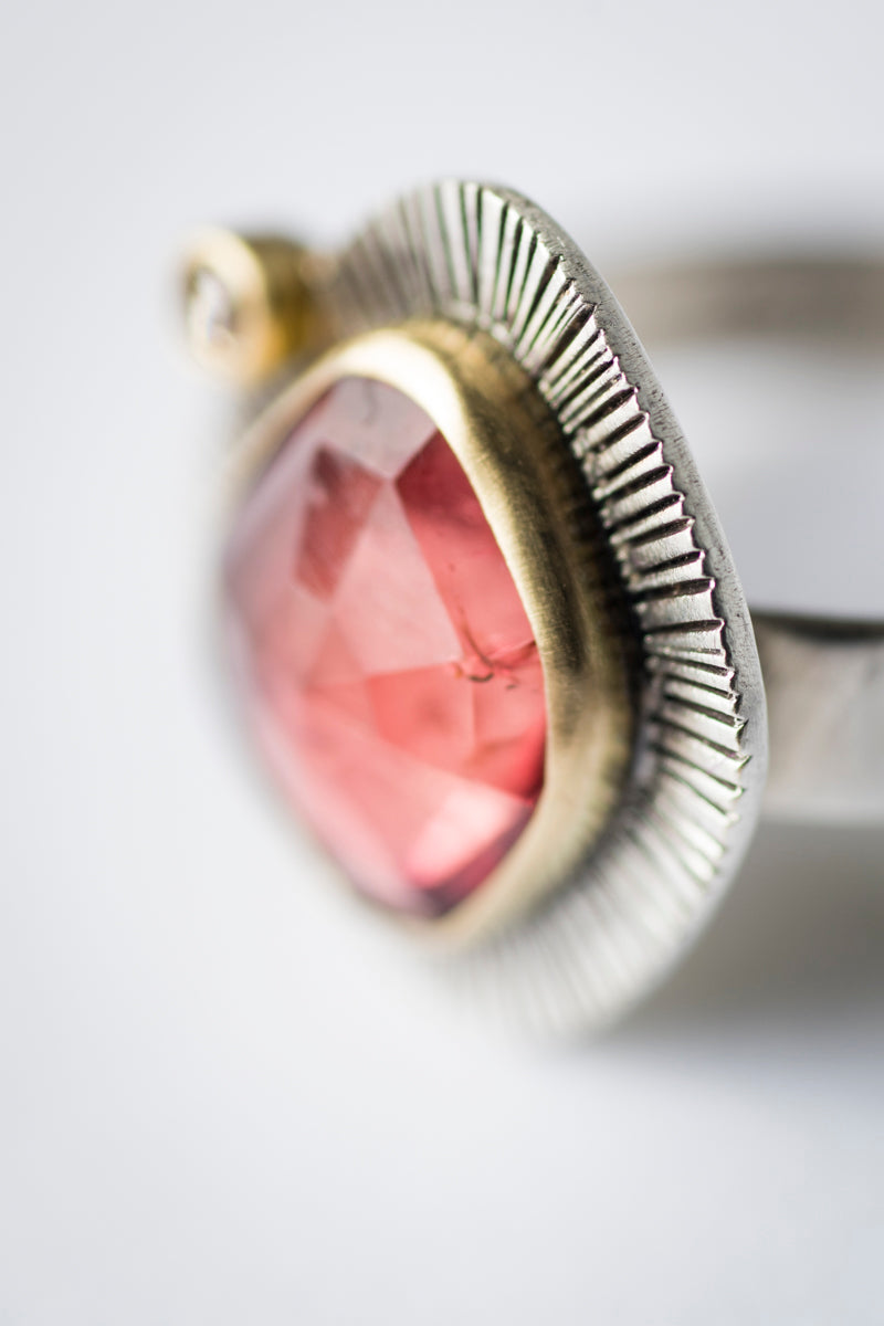 Milan Two Toned Rose Tourmaline and Diamond Ring, Size 6 1/2